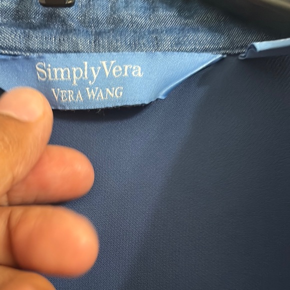 Vera Wang Denim Sleeveless Shirt Dress - Picture 4 of 9